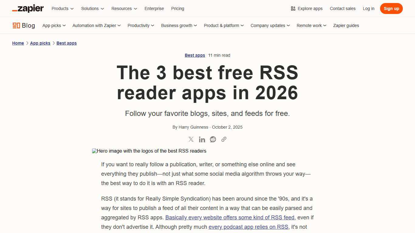 The 3 best RSS reader apps in 2026 Zapier